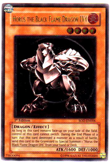 Yugioh! Horus The Black Flame Dragon LV4 1st Edition SOD-EN006