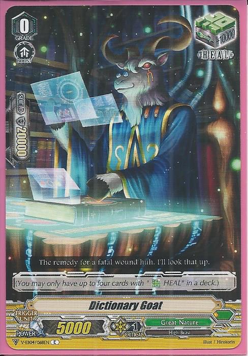 V Eb04 068 Dictionary Goat Common C V Extra Booster 04 The Answer Of Truth Trading Card Mint Yugioh Cardfight Vanguard Trading Cards Cheap Fast Mint For Over 25 Years