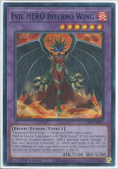 LDS3-EN027B Evil HERO Inferno Wing - Ultra Rare BLUE