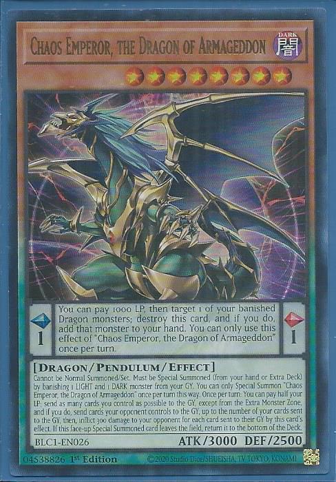 BLC1-EN026 Chaos Emperor, the Dragon of Armageddon – Ultra Rare 